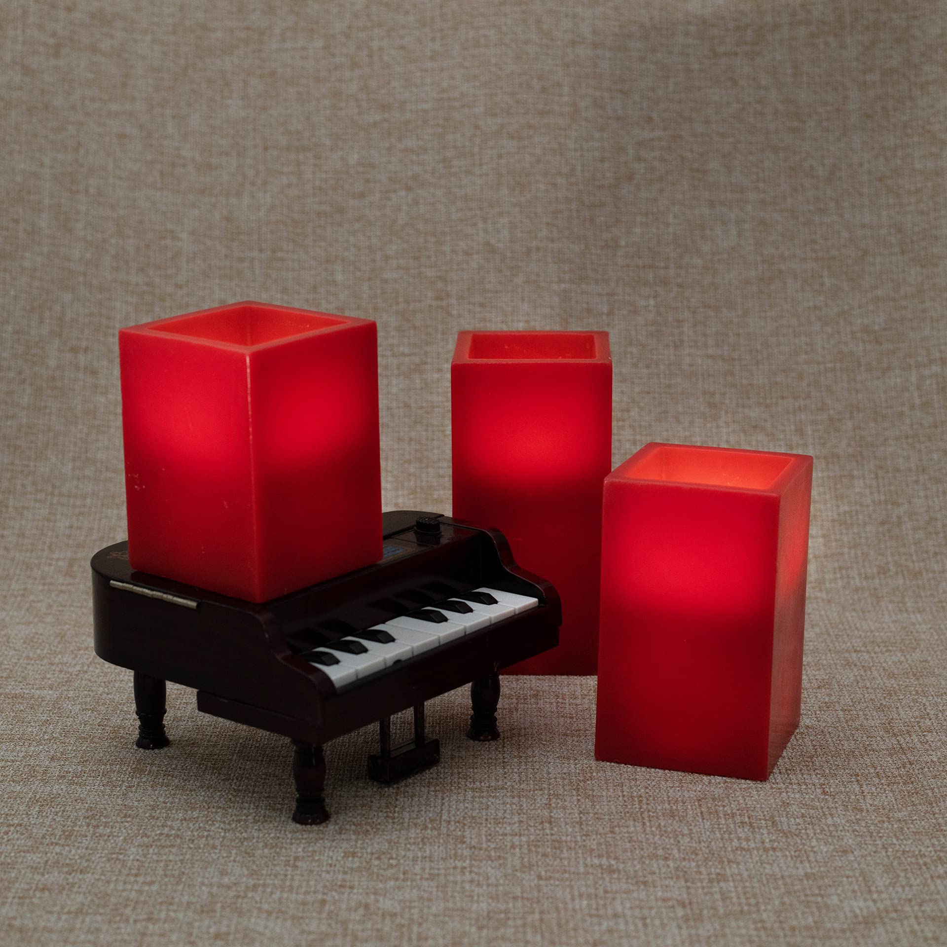 Amazon.co.jp : 赤い炎なしキャンドル 電池式 3個セット アイボリー